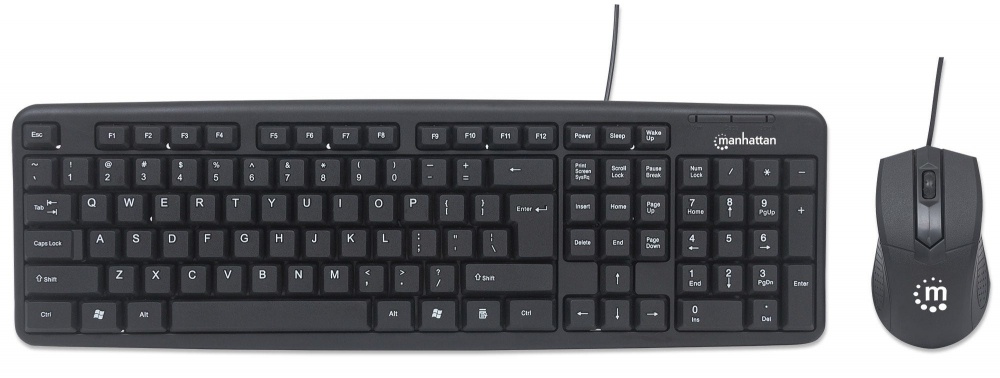 Kit de Teclado y Mouse Manhattan 178464, Alámbrico, USB, Negro (Español)