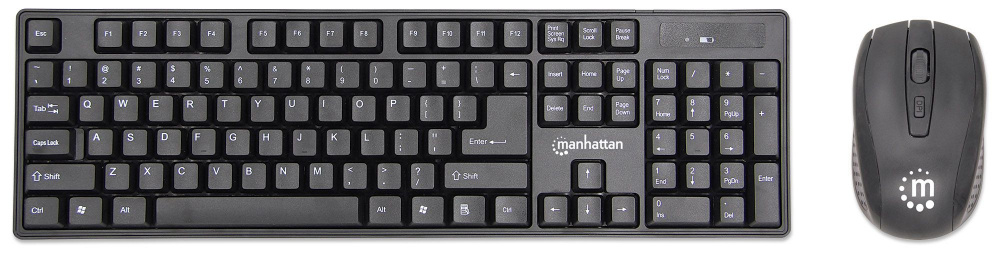 Kit de Teclado y Mouse Manhattan 178990, Inalámbrico, RF Inalámbrico, Negro, Español