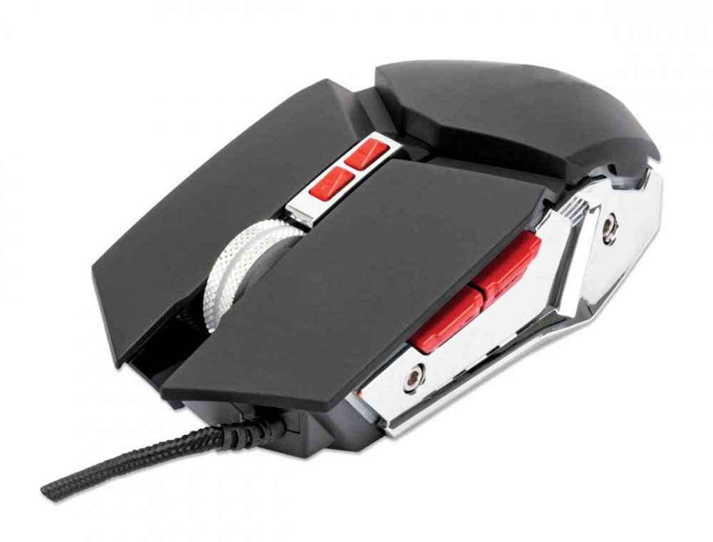 Mouse Gamer Manhattan Óptico, Alámbrico, USB, 3200DPI, Negro/Plata