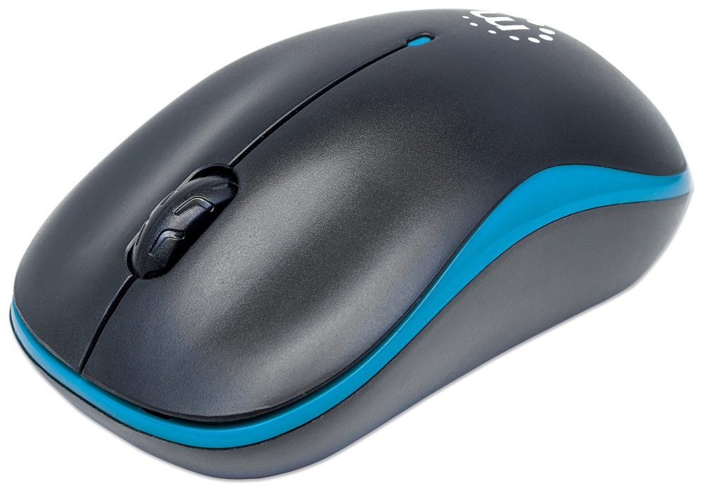 Mouse Ergonómico Manhattan Success, Inalámbrico, Óptico, 1.000DPI, RF Inalámbrico, Azul/Negro