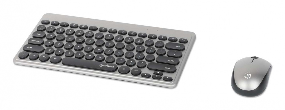Kit de Teclado y Mouse Manhattan 180795, Inalámbrico, RF Inalámbrico, Gris, Inglés