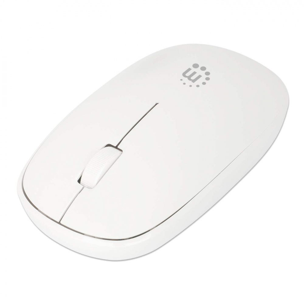 Mouse Manhattan Óptico 190329, Inalámbrico, USB, 1200 DPI, Blanco