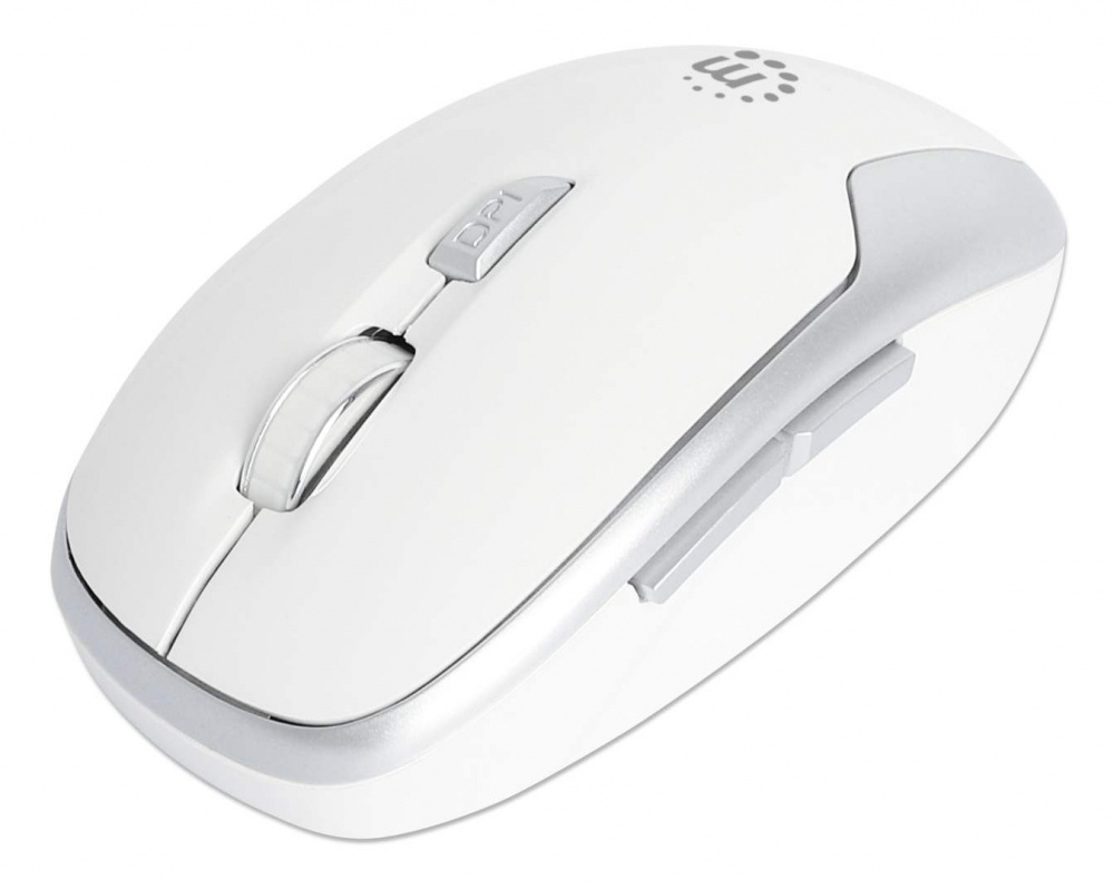 Mouse Manhattan MW6185, Inalámbrico, Óptico, 1.600DPI, RF Inalámbrico, Blanco