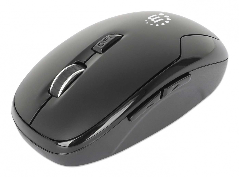 Mouse Manhattan MW6185, Inalámbrico, Óptico, 1.600DPI, RF Inalámbrico, Negro