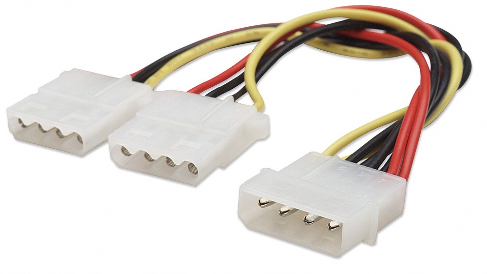 Manhattan Cable de Poder Molex (4-pin) Macho - 2 x Molex (4-pin) Hembra, 20cm 
