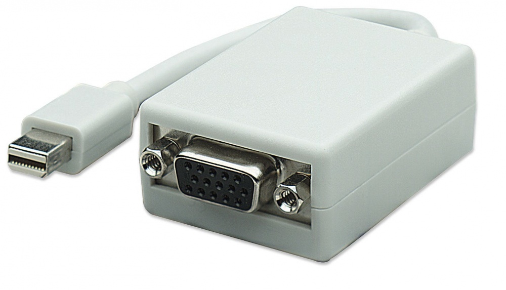 Manhattan Adaptador Mini-DisplayPort 1.2 Macho - VGA Hembra, 1080p, 17cm, Blanco