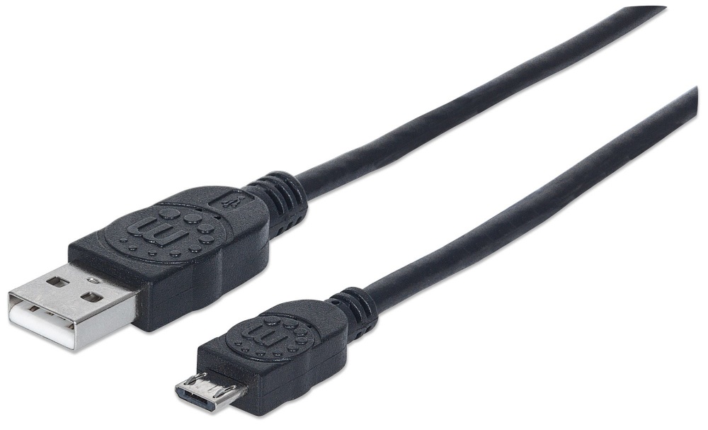 Manhattan Cable USB de Alta Velocidad, USB 2.0 A Macho - Micro USB 2.0 B Macho, 3 Metros, Negro