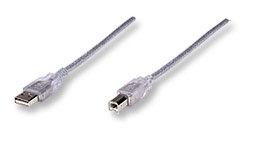 Manhattan Cable de Alta Velocidad USB 2.0, USB A Macho - USB B Macho, 4.5 Metros, Plata