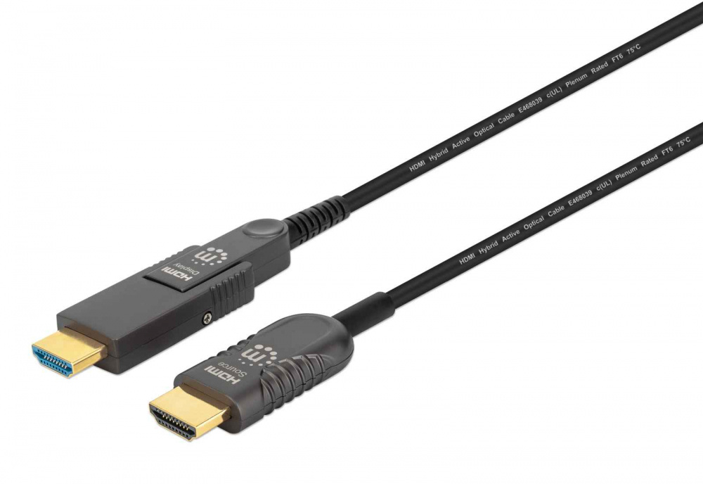 Manhattan Cable Desmontable HDMI Óptico, HDMI-A Macho - HDMI-D Macho, 4K, 60Hz, 20 Metros, Negro