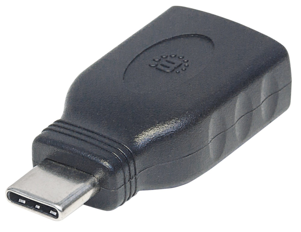 Manhattan Adaptador USB C Macho - USB A Hembra, Negro