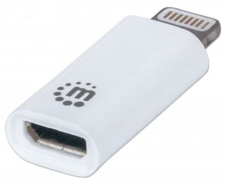 Manhattan Adaptador iLink, Lightning 8-pin Macho - Micro USB B Hembra, Blanco