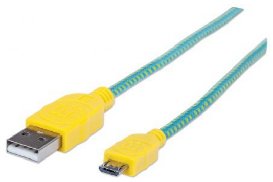 Manhattan Cable USB 2.0 A Macho - Micro USB 2.0 B Macho, 1 Metro, Verde/Amarillo