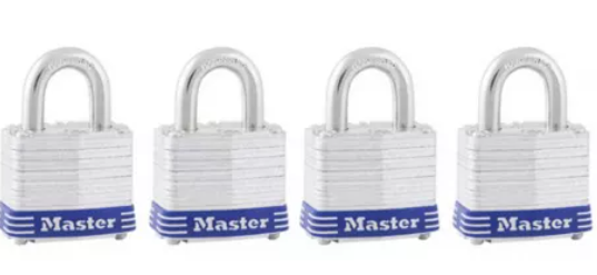 Master Lock Candado de Gancho 3008D de Latón, 40mm, 4 Piezas