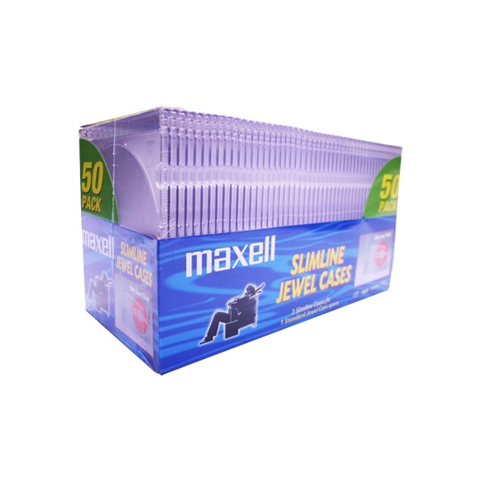 Maxell Cajas para CD, Transparente, 120mm, 50 Piezas