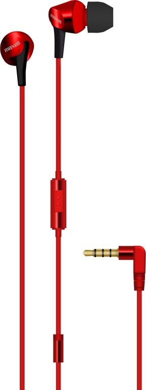 Maxell Audífonos Intrauriculares con Micrófono Fusion, Alámbrico, 3.5mm, Negro/Rojo