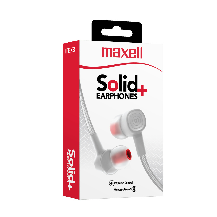 Maxell Audífonos Intrauriculares con Micrófono Solid+, Alámbrico, 1.2 Metros, 3.5mm, Blanco