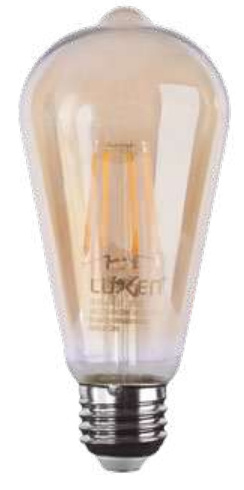 Maxxi Foco Vintage LED Edison, Luz Cálida, Base E27, 8W, 820 Lúmenes, Ámbar, Transparente