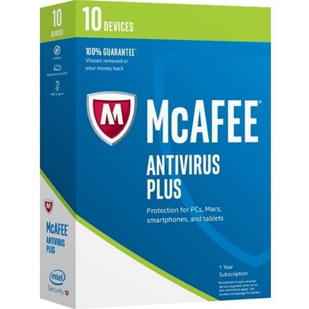 McAfee AntiVirus Plus 2017, 10 Usuarios, 1 Año, Windows/Mac/Android/iOS