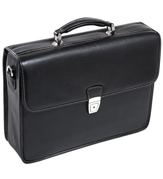McKlein USA Maletín de Cuero Ashburn Laptop 15.4", Negro