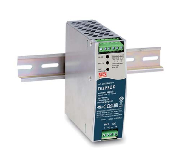 Mean Well Fuente de Poder Industrial DUPS20, Entrada 24V, Salida 24V, 96W, 20A