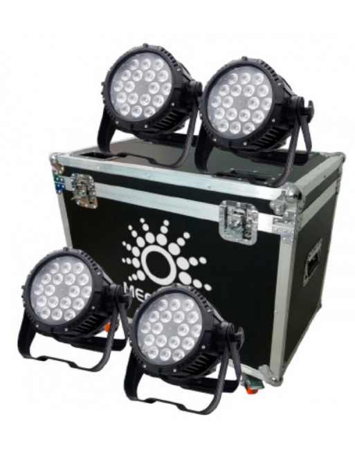 Megaluz Proyector de Luz PAR 18X10*4 IP65, Automático/DMX, RGBW, 4 Piezas