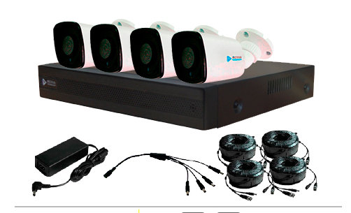 Meriva Technology Kit de Vigilancia de 4 Cámaras CCTV Bullet y 4 Canales, con Grabadora DVR
