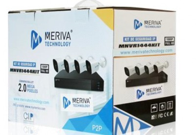 Meriva Technology Kit de Vigilancia MNVR1444KIT de 4 Cámaras IP y 4 Cánales, con Grabadora NVR