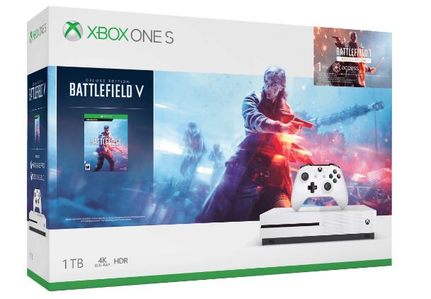 Microsoft Xbox One S, 1TB, WiFi, 2x HDMI, 3x USB 3.0, Blanco - incluye Battlefield V Deluxe Edition