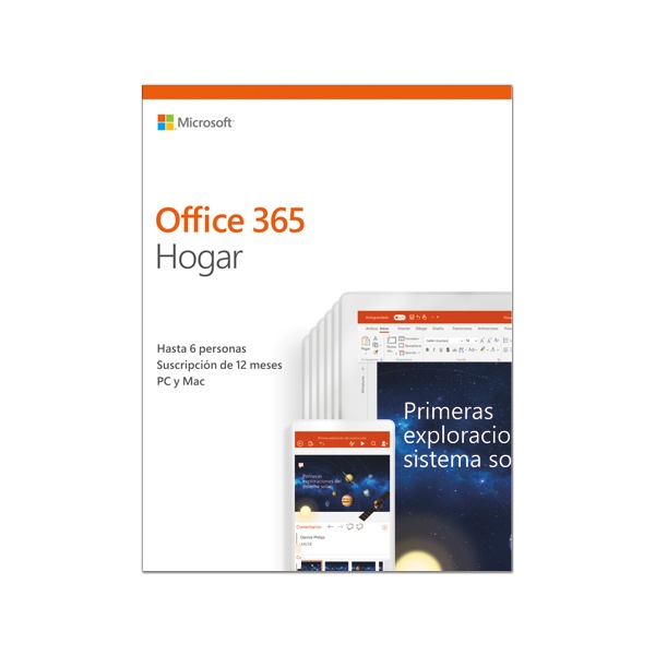 Microsoft Office 365 Hogar, 64-bit, 6 PC, Español, 1 Año, Windows/Mac