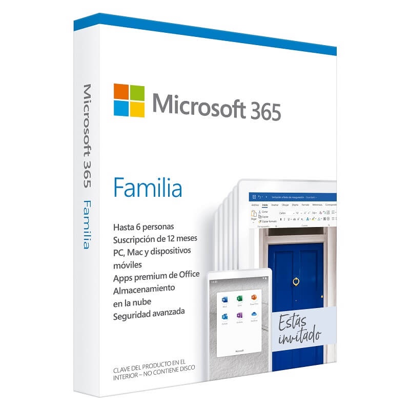 Microsoft 365 Familia, 5 Dispositivos, 6 Usuarios, 1 Año, Español, Windows/Mac/Android/iOS