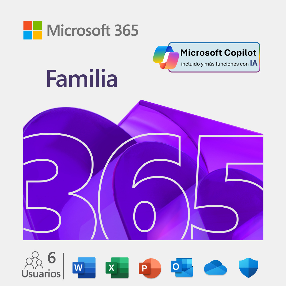 Microsoft 365 Familia, 6 Usuarios, 1 Año  ― Producto Digital Descargable