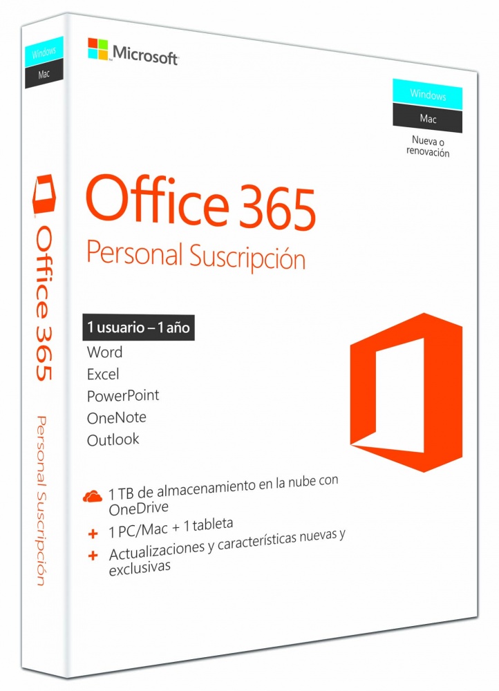 Microsoft Office 365 Personal Español, 32/64-bit, 1 Usuario, 1 Dispositivo, 1 Año, para Windows/Mac