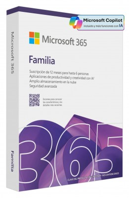 Microsoft 365 Familia, 6 Usuarios, 5 Dispositivos, 1 Año, Español, Windows/Mac
