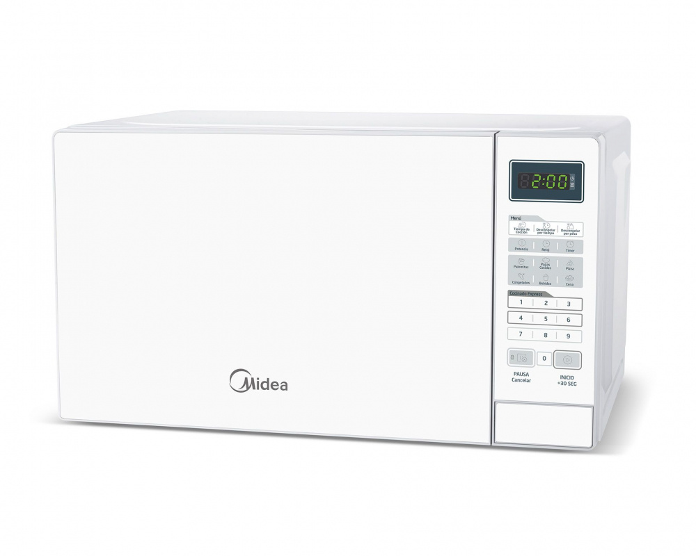 Midea Horno de Microondas MMDR07S2WW, 0.7 Pies Cúbicos, 1050W, 20 Litros, Blanco