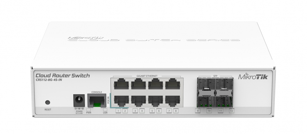 Switch MikroTik Gigabit Ethernet Cloud Router, 8 Puertos 10/100/1000Mbps + 4 Puertos SFP - Administrable