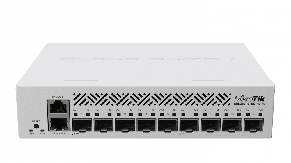 Switch MikroTik Gigabit Ethernet netFiber 9, 1 Puerto PoE 10/100/1000Mbps + 5 Puertos SFP + 4 Puertos SFP+, 10 Gbit/s - Administrable
