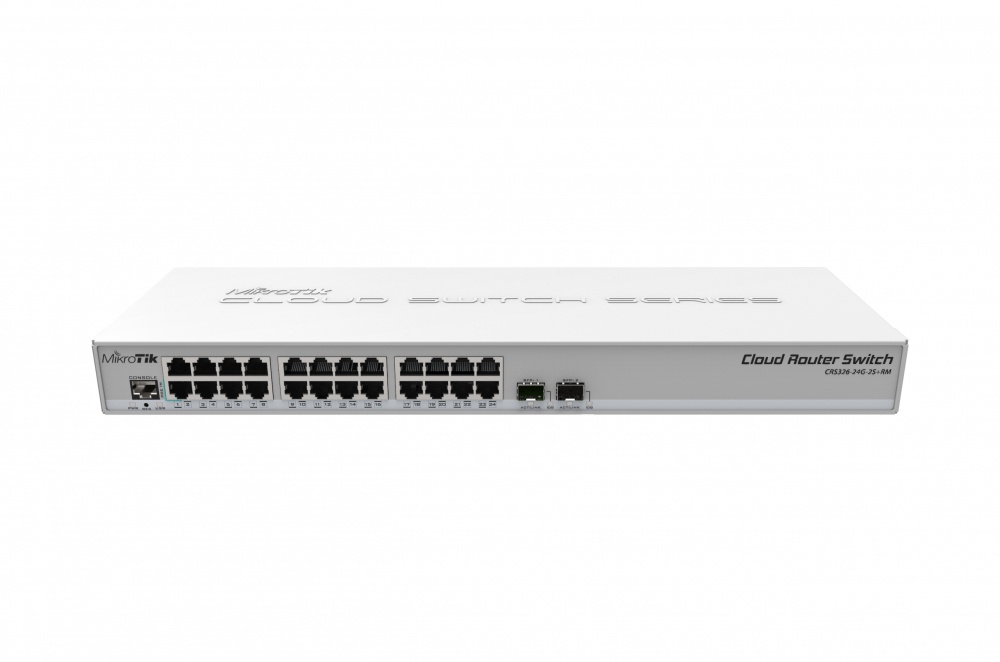 Switch Mikrotik Gigabit Ethernet CRS326-24G-2S+RM, 24 Puertos 10/100/1000Mbps + 2 Puertos SFP+ - Administrable