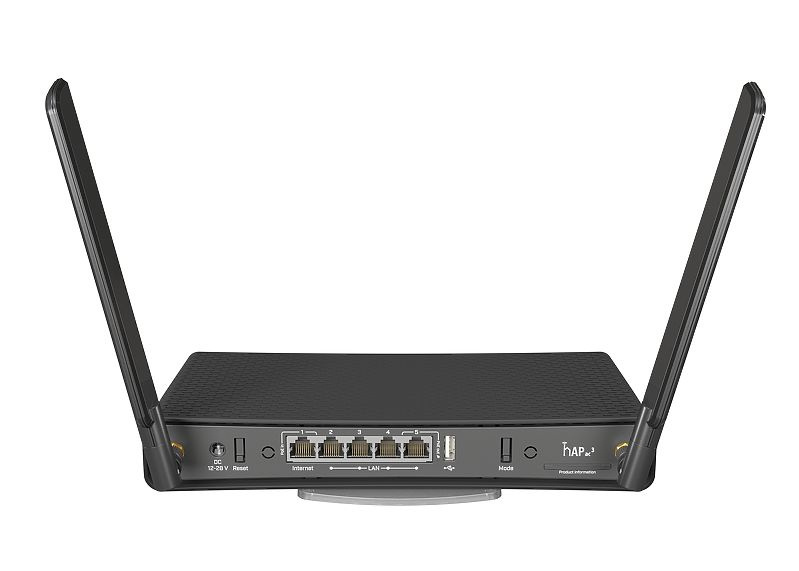 Router MikroTik  hAP ac3, 867 Mbit/s, 5x RJ-45,  Doble banda (2,4 GHz / 5 GHz), 2 Antenas Externas de 3dBi
