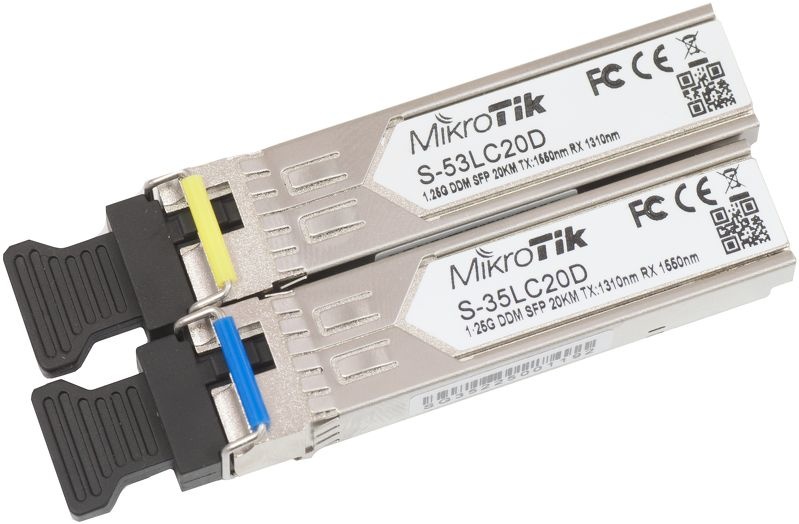 MikroTik Módulo Transceptor MiniGbic SFP 1.25G, LC Duplex Monomodo, 1250 Mbit/s, 20Km