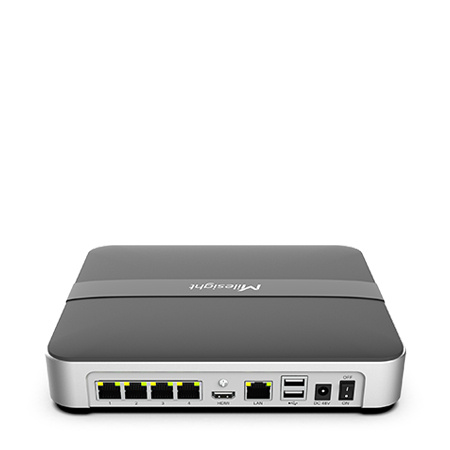 Milesight NVR de 4 Canales MS-N1004-UP para 1 Discos Duros, máx. 10TB, 2 x USB 2.0, 5 x RJ-45