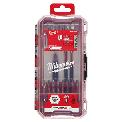 Milwaukee Juego de Puntas Shockwave, 18 Piezas, Rojo/Negro