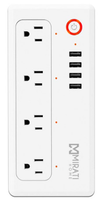 Mirati Smart Plug MCUS1, Wi-Fi, 4 Conectores, USB, 1800W, 15A