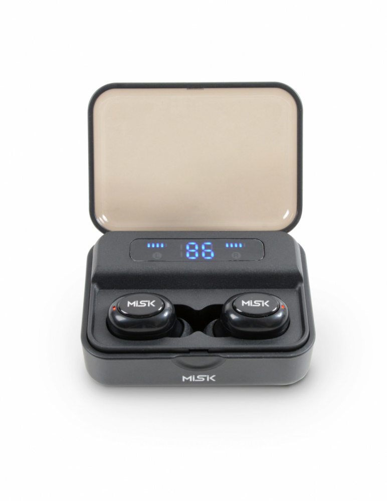 Misik Audífonos Intrauriculares MH610, Inalámbrico,  Bluetooth 5.0, Base de Carga 2200mAh, Negro
