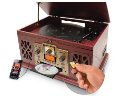 Misik Bocina Sistema Nostalgico, Bluetooth, USB, Madera