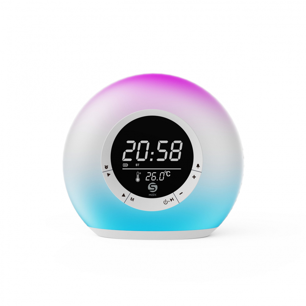 Misik Bocina Portátil con Radio Reloj MS239, Bluetooth, Inalámbrico, Multicolor