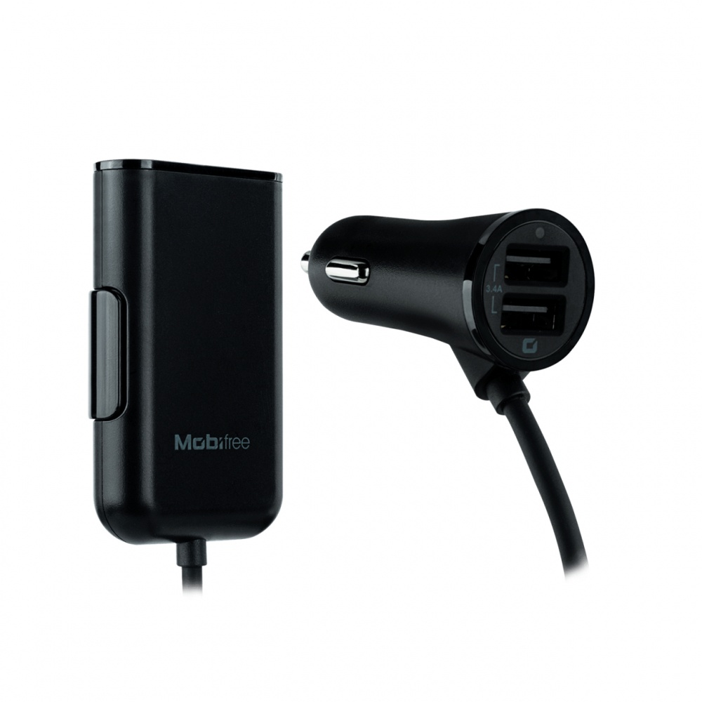 Mobifree Cargador para Auto RIDEFREE, 5V, 4 Puertos USB 2.0, Negro