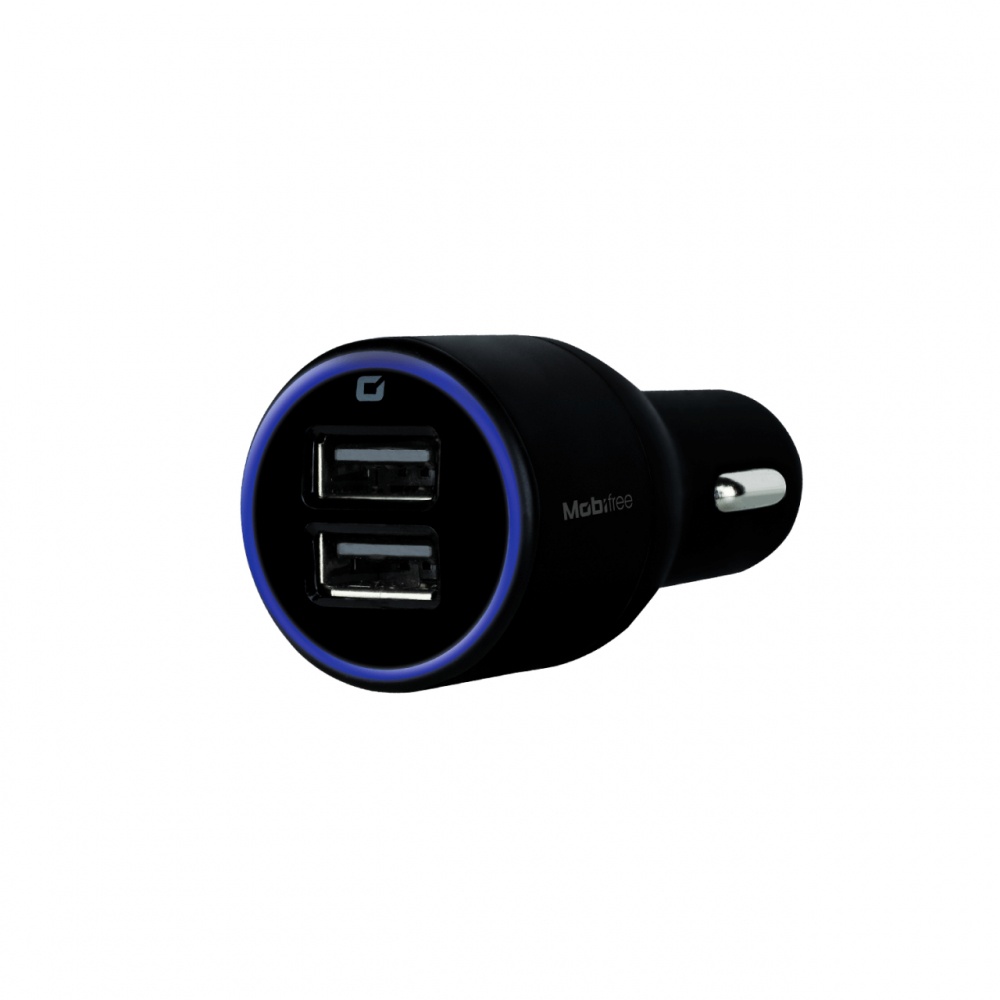 Mobifree Cargador para Auto MB-923323, 5V, 2 Puertos USB 2.0, Negro
