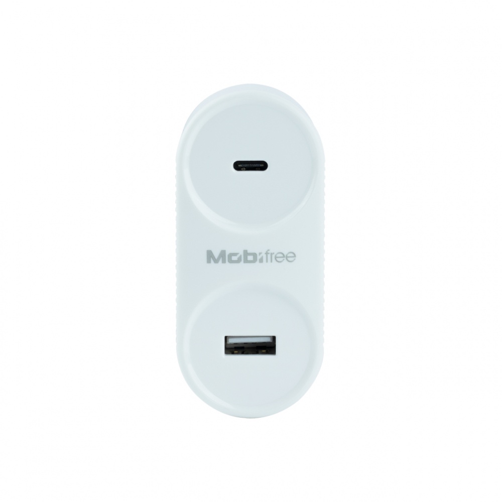 Mobifree Cargador de Pared MB-923354, 1x USB-C 1x USB 2.0, Blanco