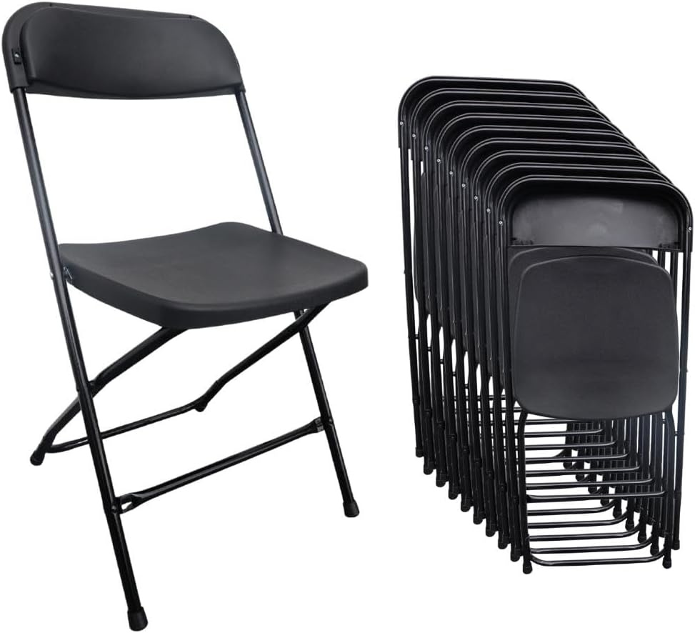 Modamob Silla Plegable VC001, Plástico, Negro, 10 Piezas
