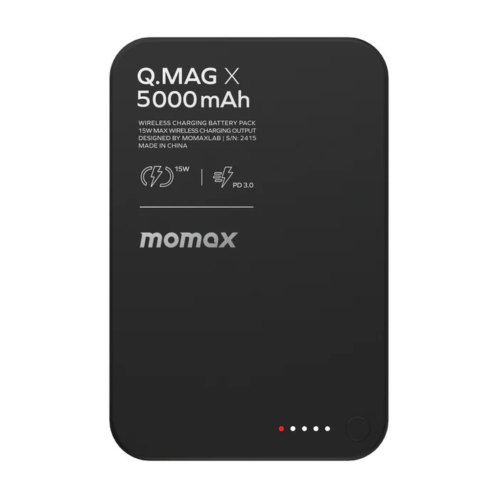 Cargador Portátil Momax Power Bank X Magnetic Wireless, 5000mAh, Negro